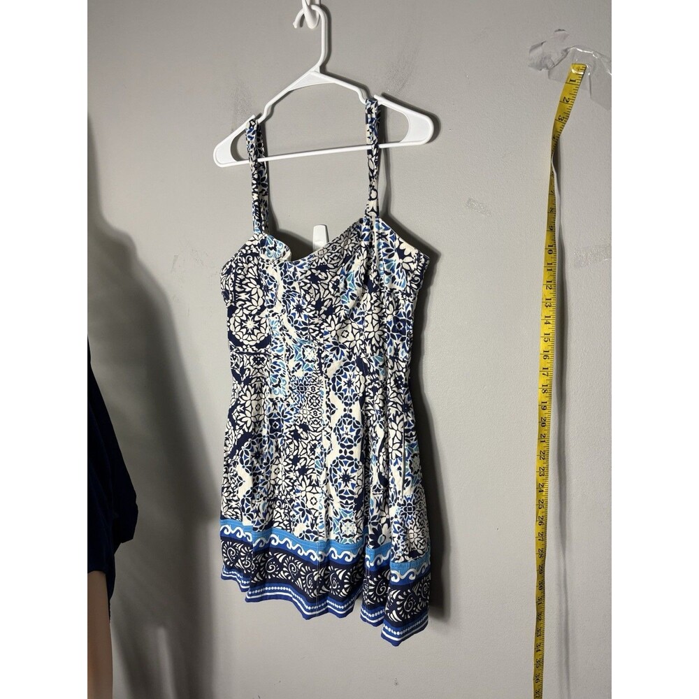 Avec Les Filles Women's Cotton Blue & White A-Line Dress Size 14 NWT